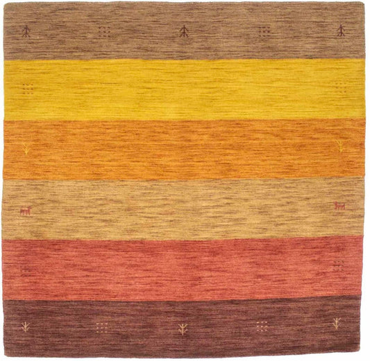 Multicolored Stripes 5X5 Oriental Modern Square Rug