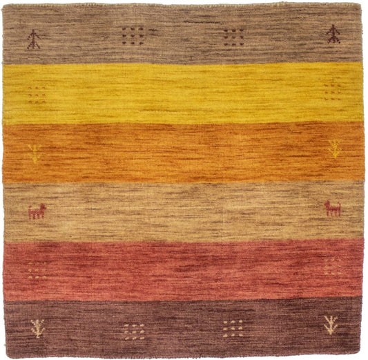 Multicolored Stripes 3X3 Oriental Modern Square Rug