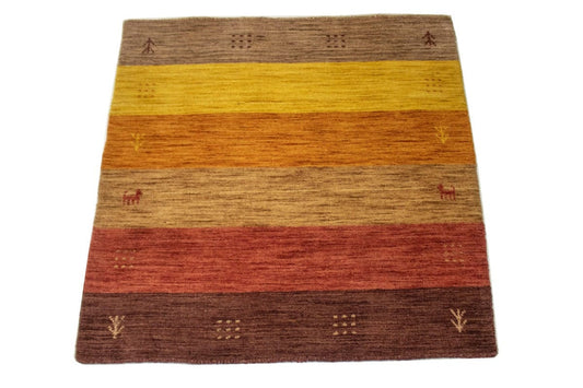 Multicolored Stripes 3X3 Oriental Modern Square Rug