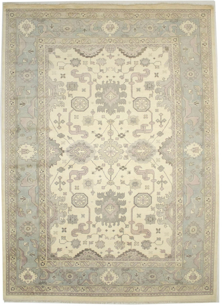 Floral Cream 10X14 Traditional Oushak Oriental Rug