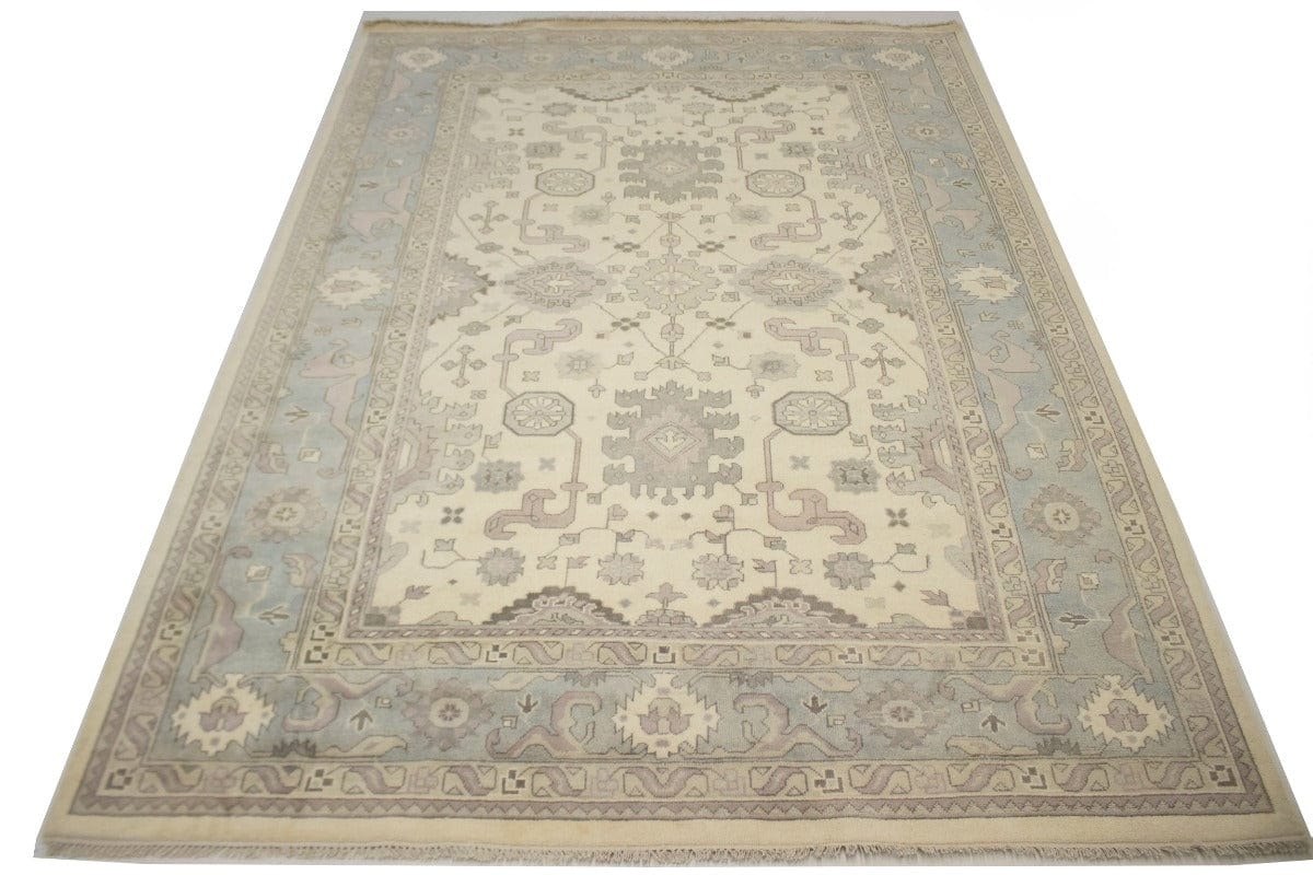 Floral Cream 10X14 Traditional Oushak Oriental Rug