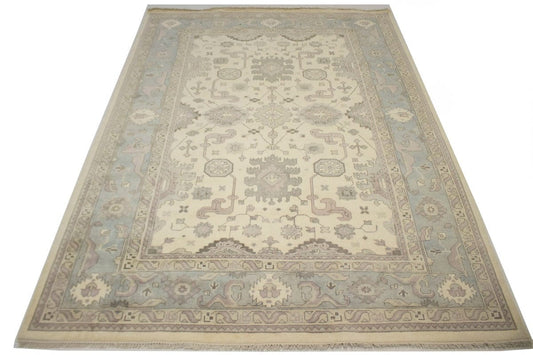 Floral Cream 10X14 Traditional Oushak Oriental Rug