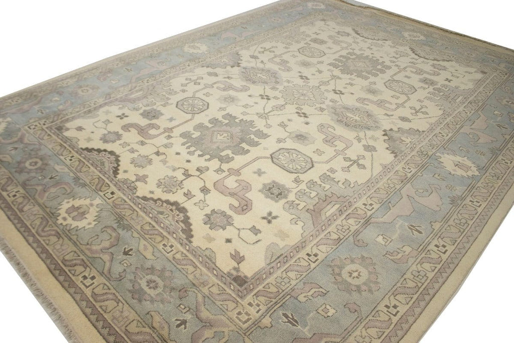 Floral Cream 10X14 Traditional Oushak Oriental Rug