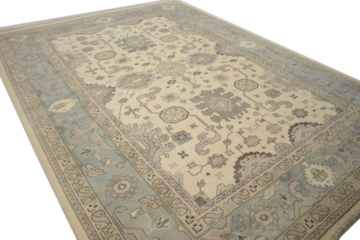 Floral Cream 10X14 Traditional Oushak Oriental Rug