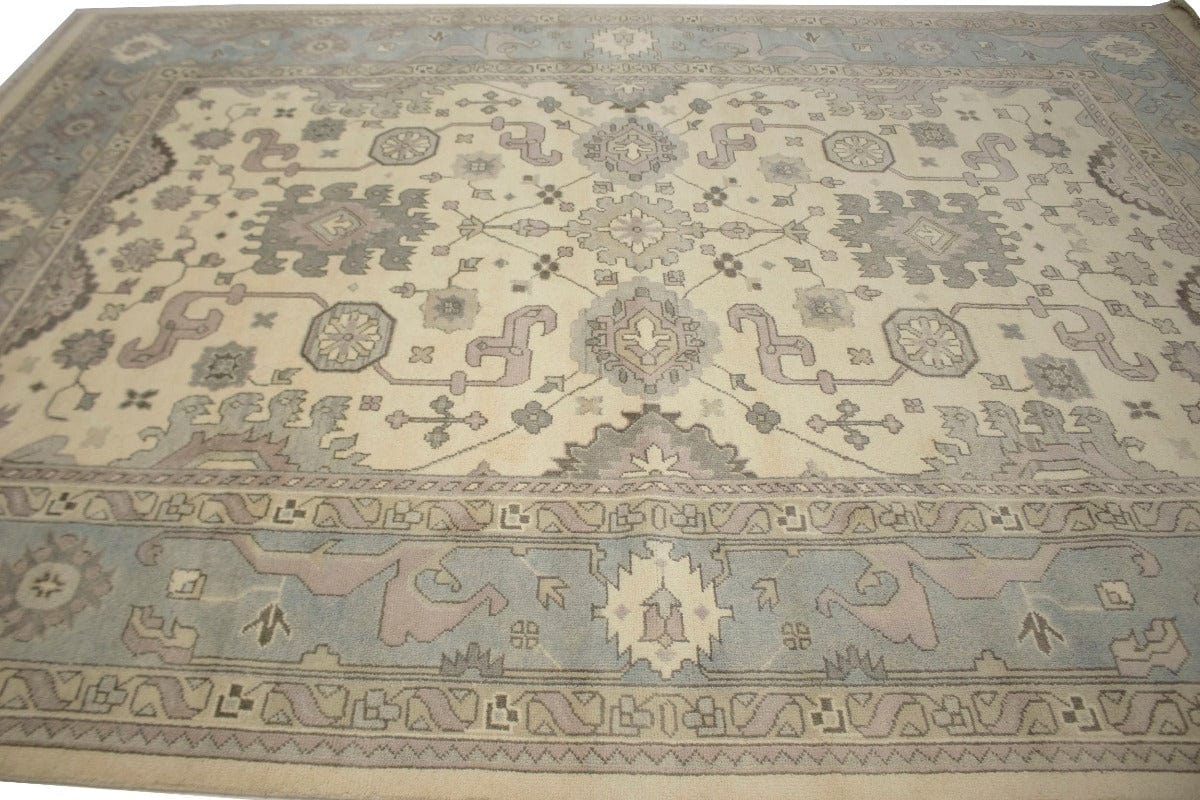 Floral Cream 10X14 Traditional Oushak Oriental Rug