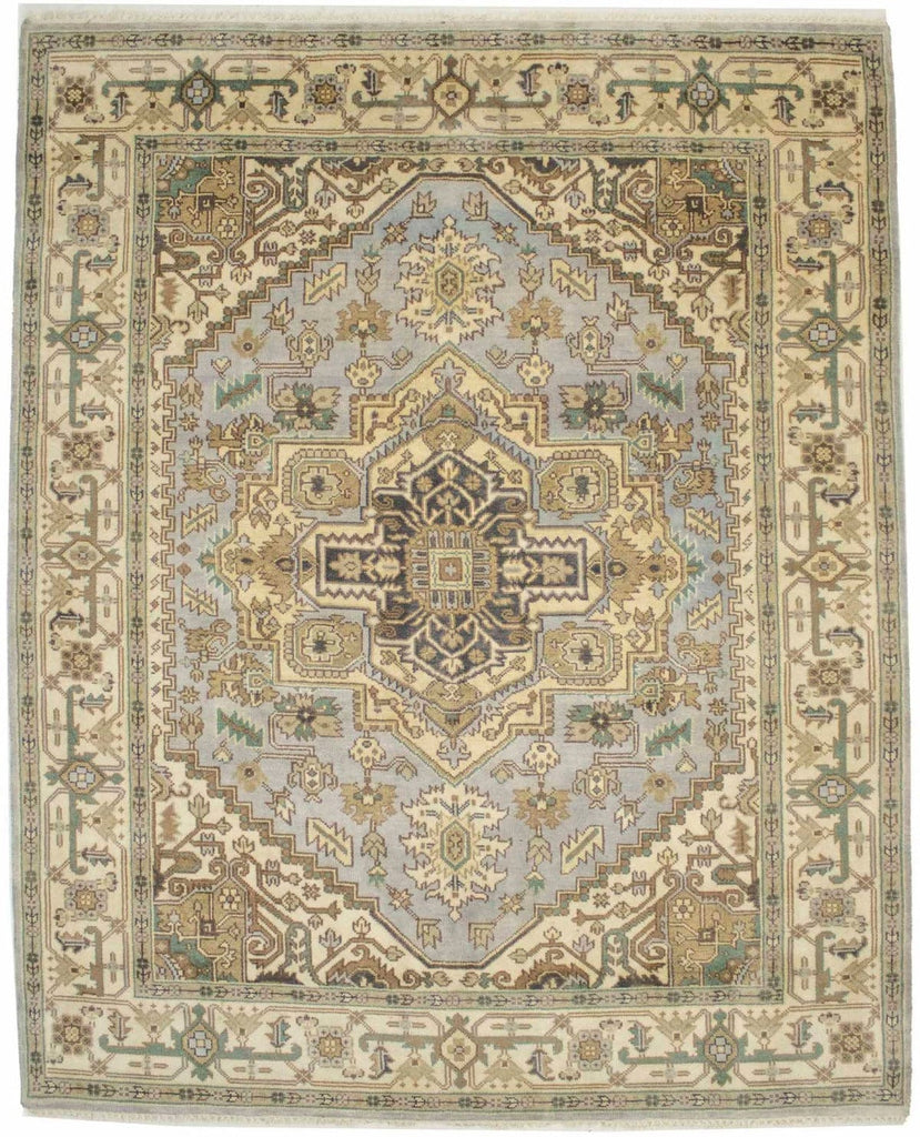 Light Gray Floral Traditional 8X10 Heriz Serapi Oriental Rug