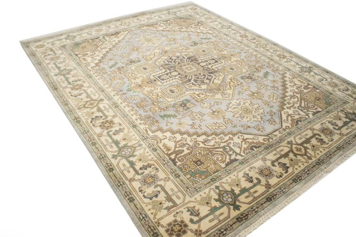 Light Gray Floral Traditional 8X10 Heriz Serapi Oriental Rug