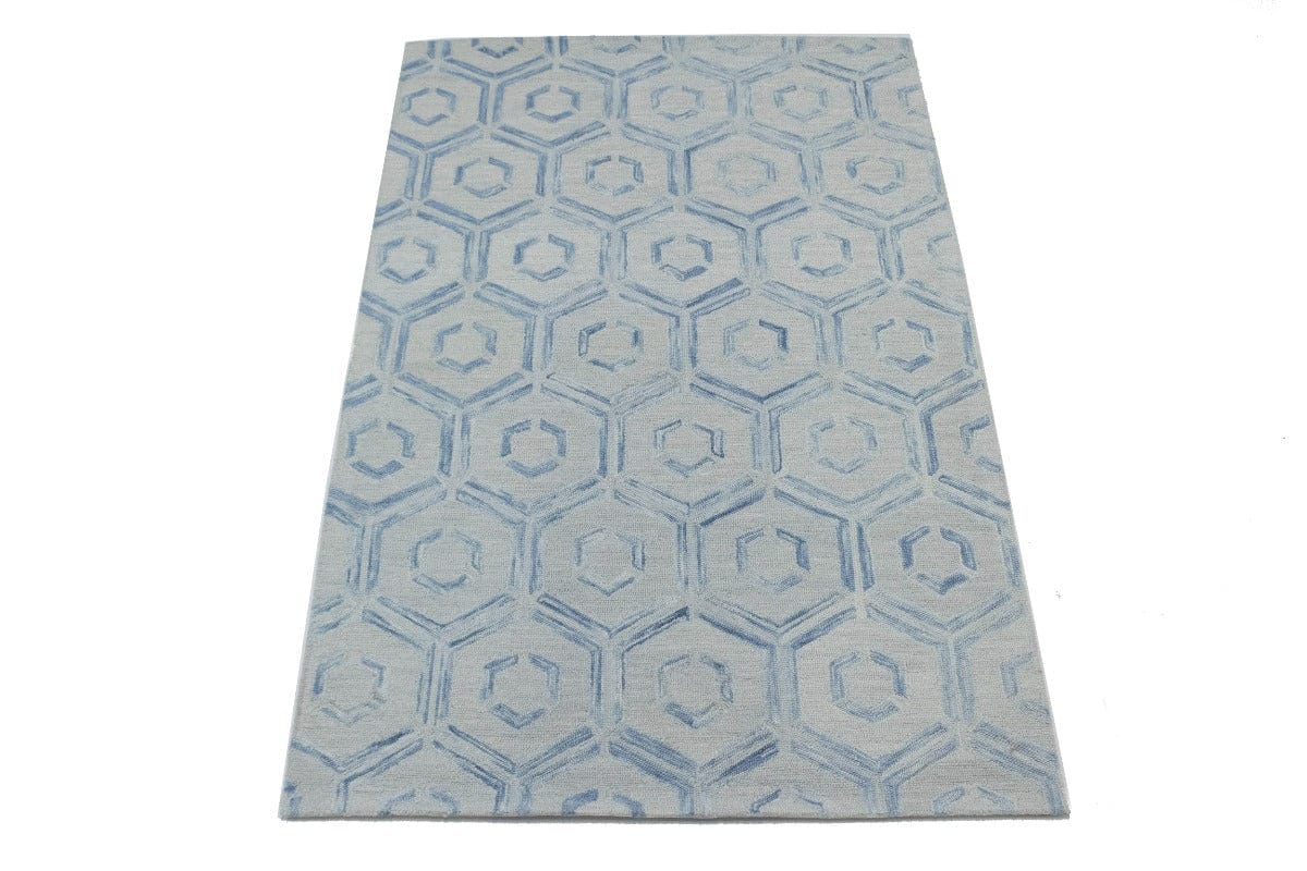 Blue & Beige 5X8 Modern Oriental Rug