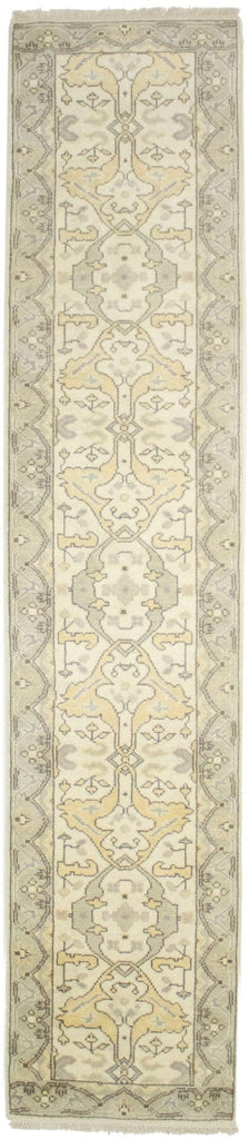 Muted Cream Floral 3X12 Oushak Oriental Runner Rug