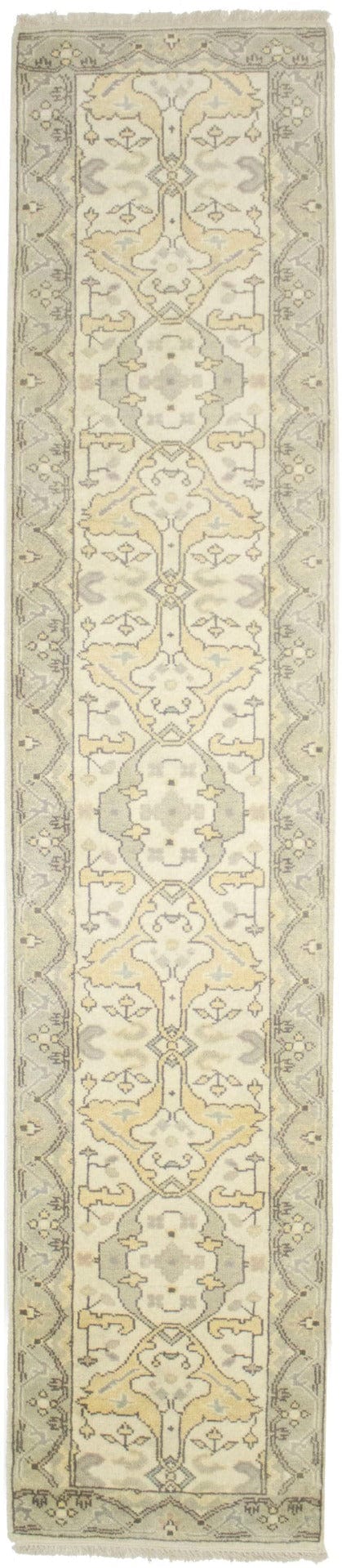 Muted Cream Floral 3X12 Oushak Oriental Runner Rug