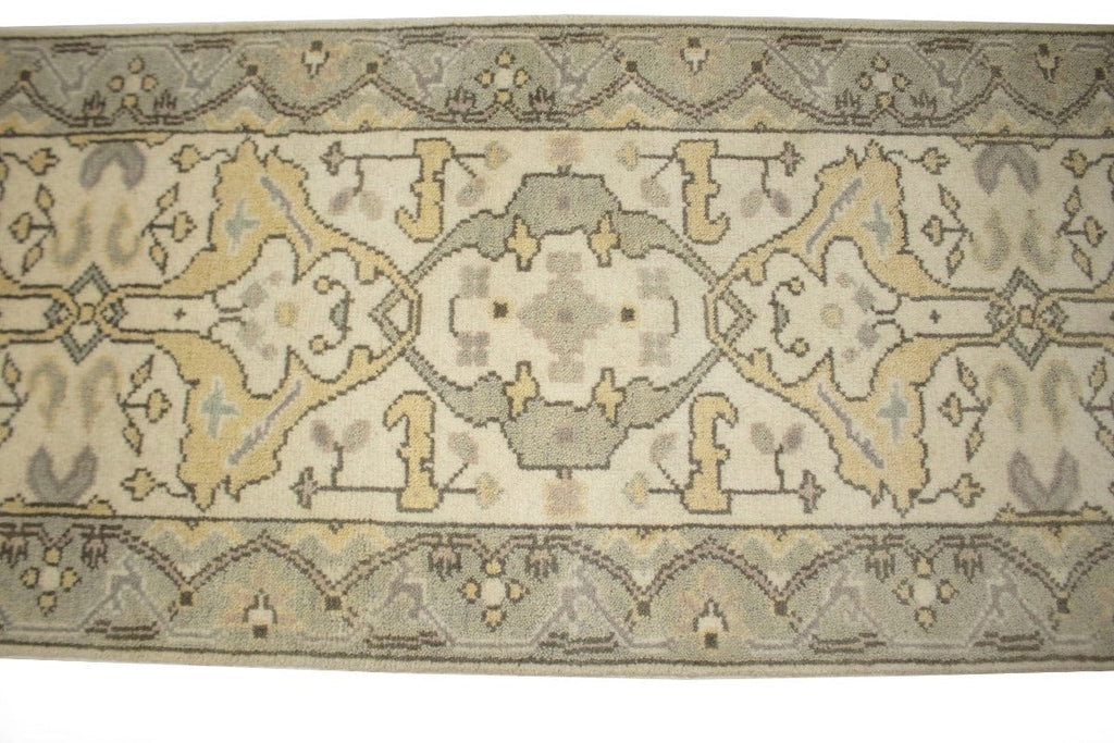 Muted Cream Floral 3X12 Oushak Oriental Runner Rug