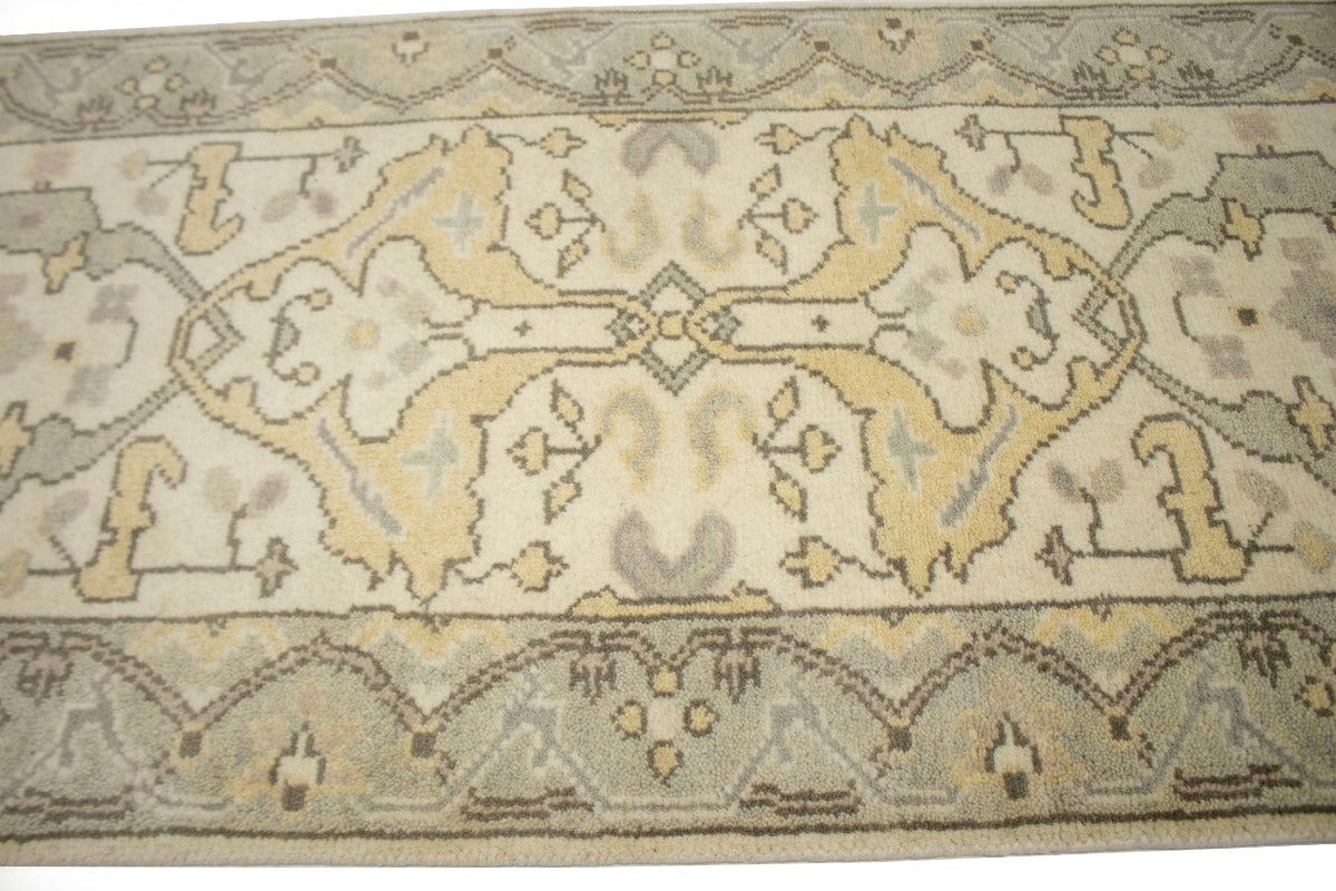 Muted Cream Floral 3X12 Oushak Oriental Runner Rug