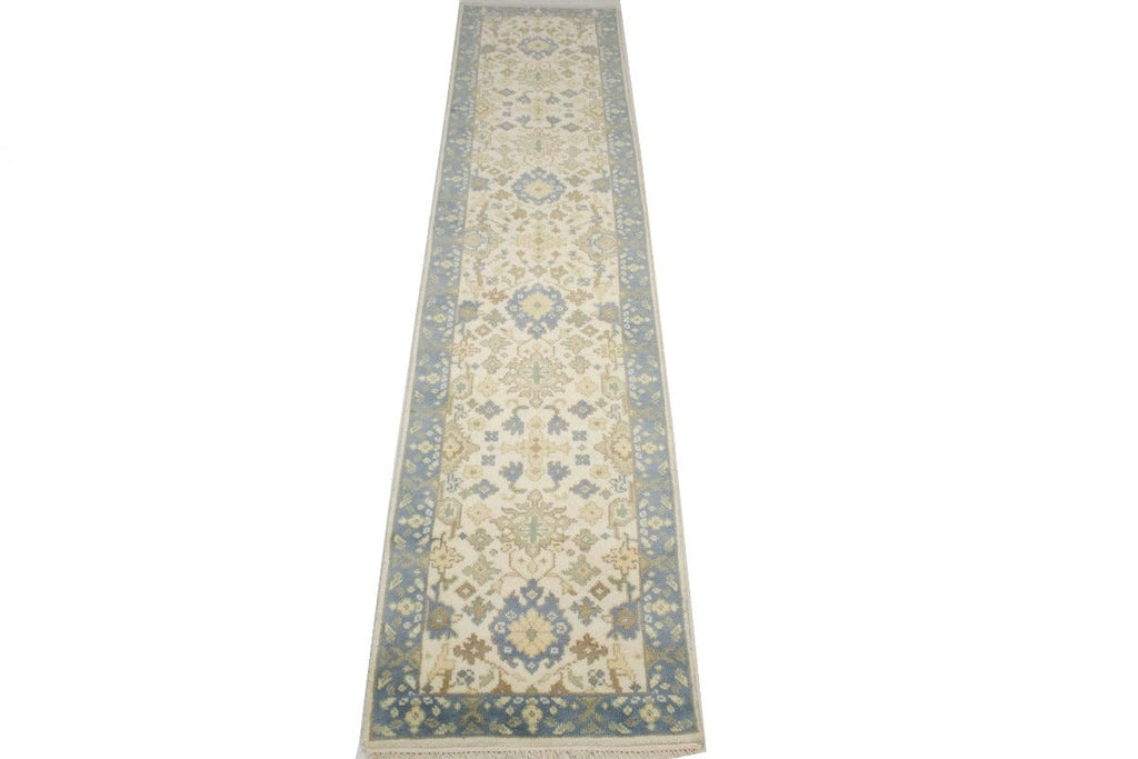 Cream Floral 3X12 Oushak Oriental Runner Rug