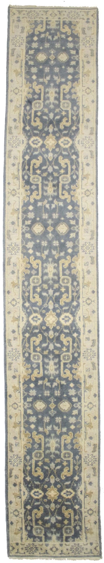 Gray Floral 3X15 Oushak Chobi Oriental Runner Rug