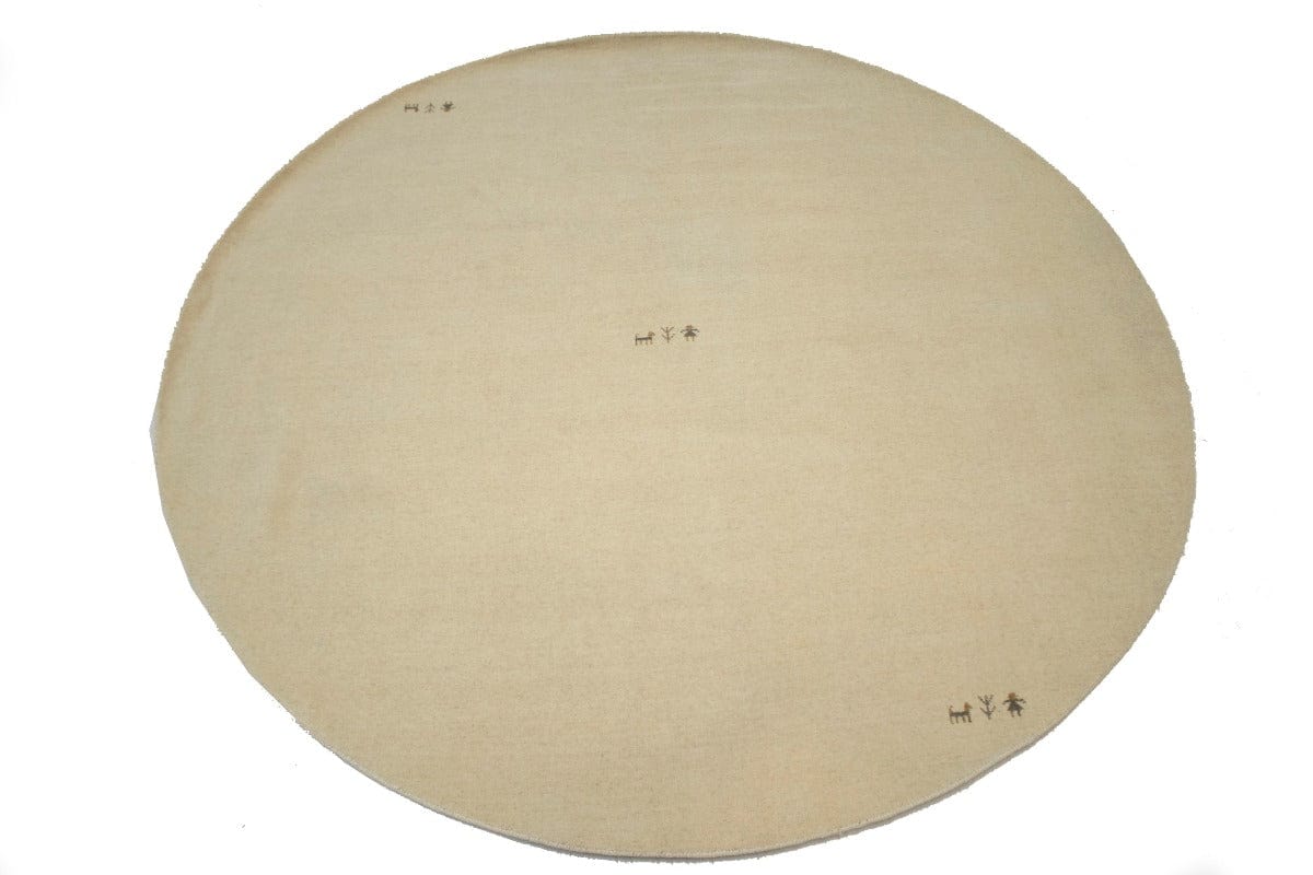 Solid Cream 8X8 Oriental Modern Round Rug