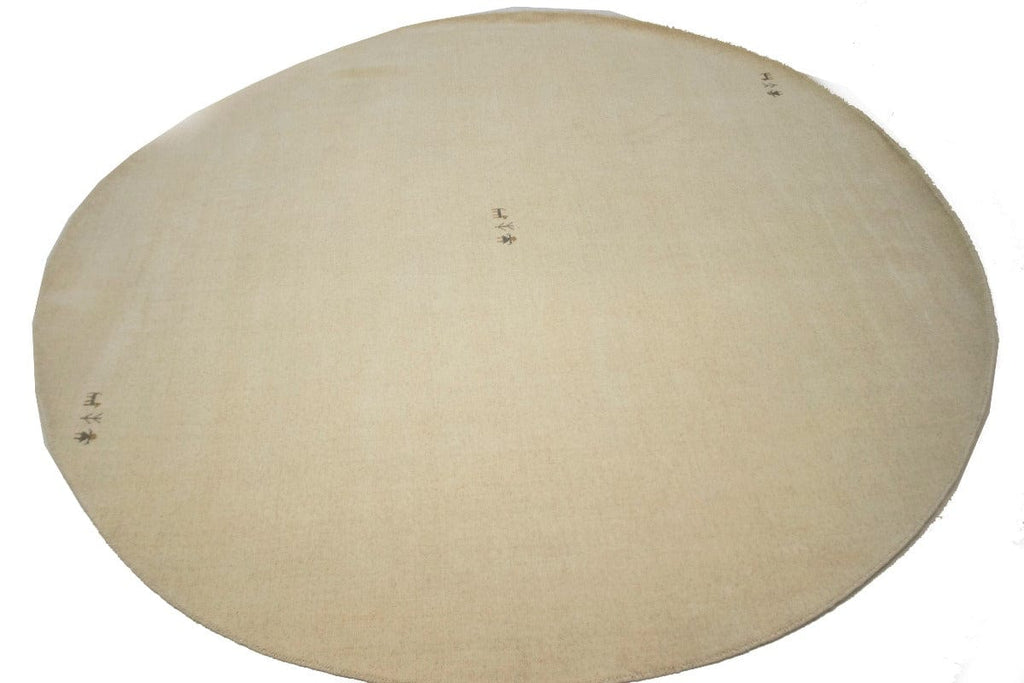 Solid Cream 8X8 Oriental Modern Round Rug