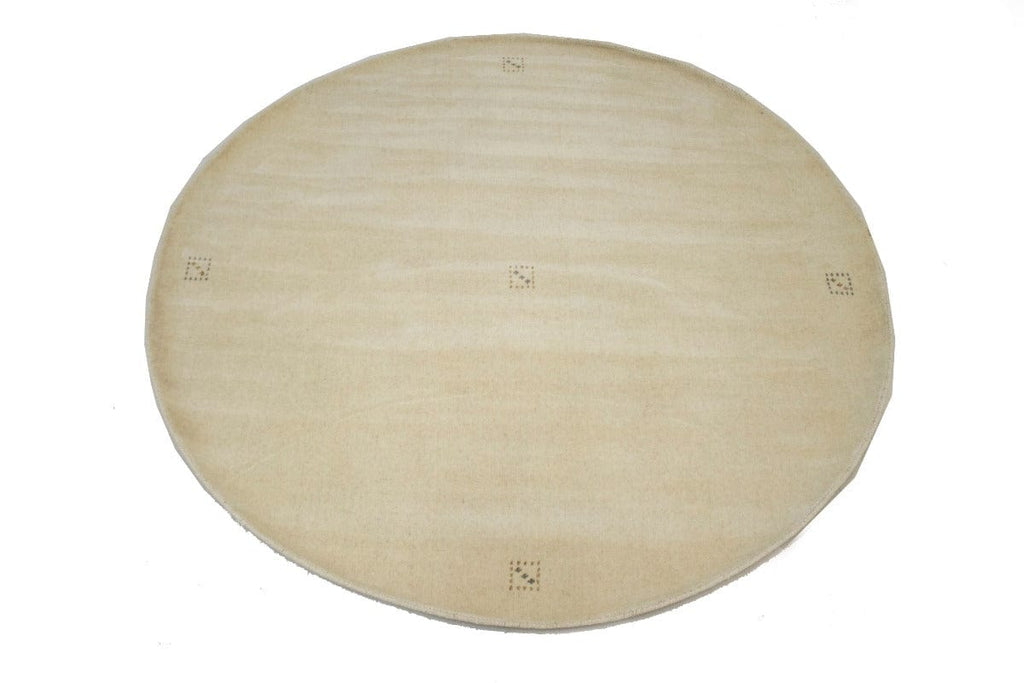 Solid Cream 6X6 Oriental Modern Round Rug