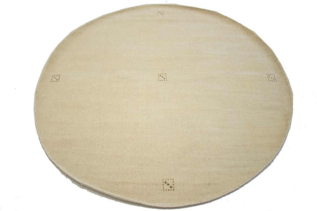 Solid Cream 6X6 Oriental Modern Round Rug