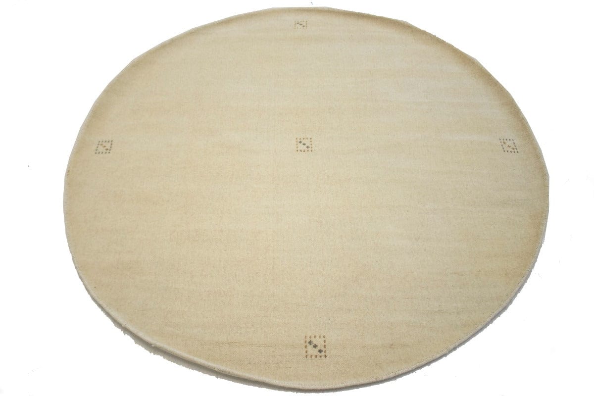 Solid Cream 6X6 Oriental Modern Round Rug