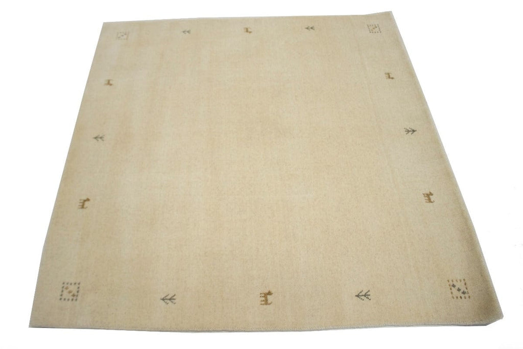 Solid Cream 5X5 Oriental Modern Square Rug