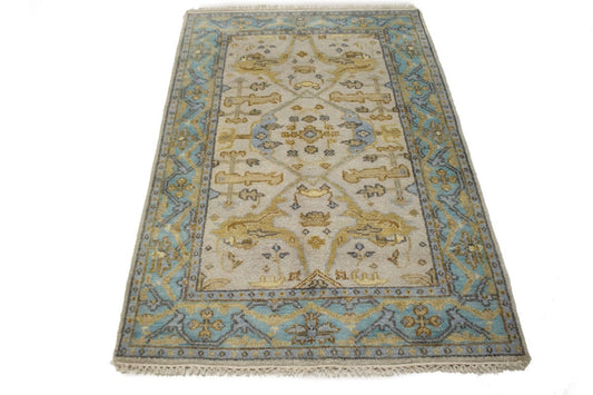 Cream Floral 4x6 Oushak Oriental Rug