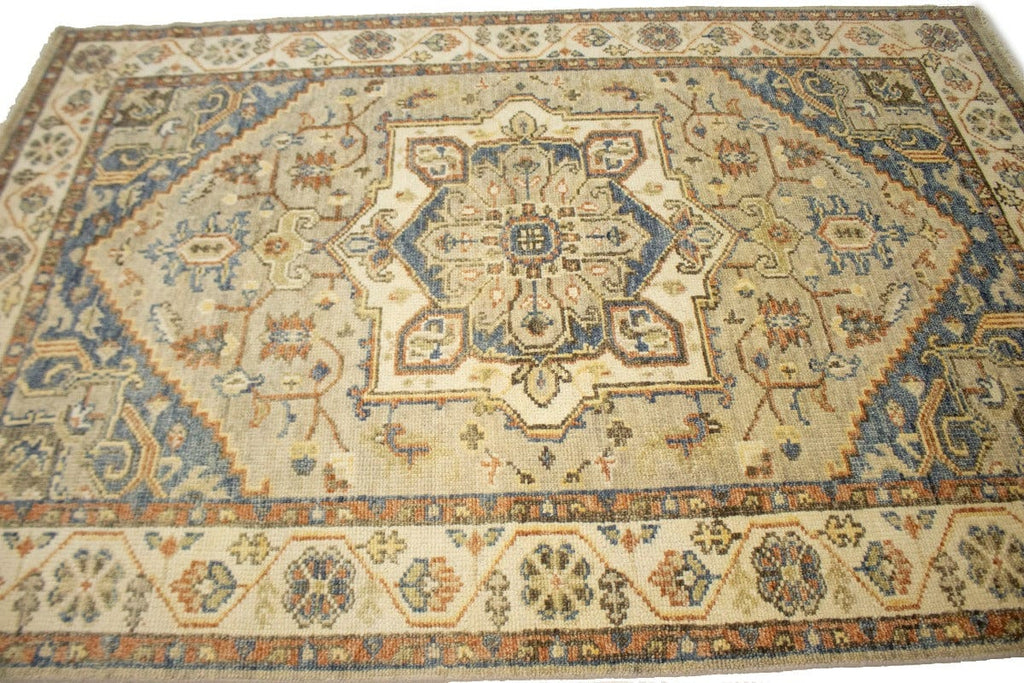 Cream/Beige Tribal 6X9 Heriz Serapi Oriental Rug