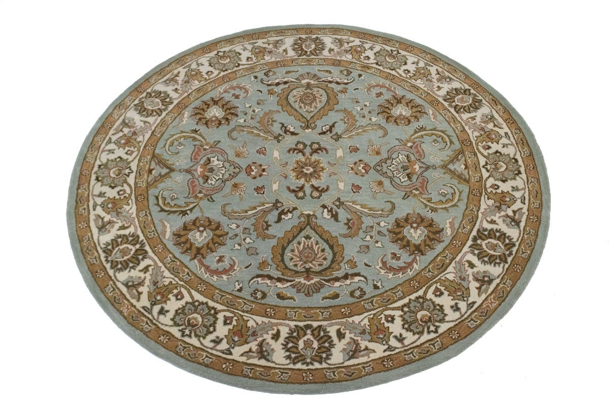 Traditional Grey 8X8 Agra Oriental Round Rug