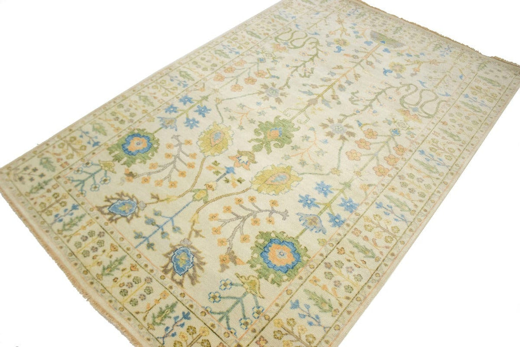 Ivory Floral 5X8 Osh Chobi Oriental Rug