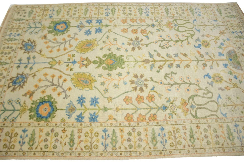 Ivory Floral 5X8 Osh Chobi Oriental Rug