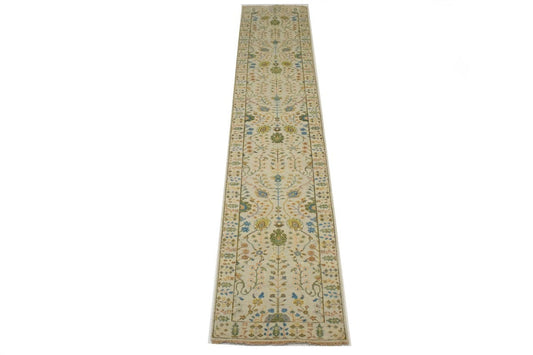 Ivory Floral 3X14 Osh Chobi Oriental Runner Rug