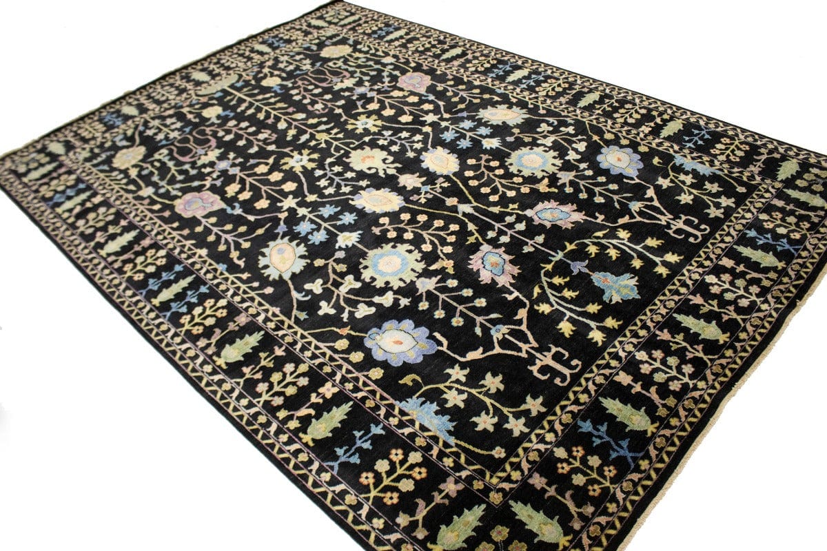 Black Floral 10X14 Osh Chobi Oriental Rug