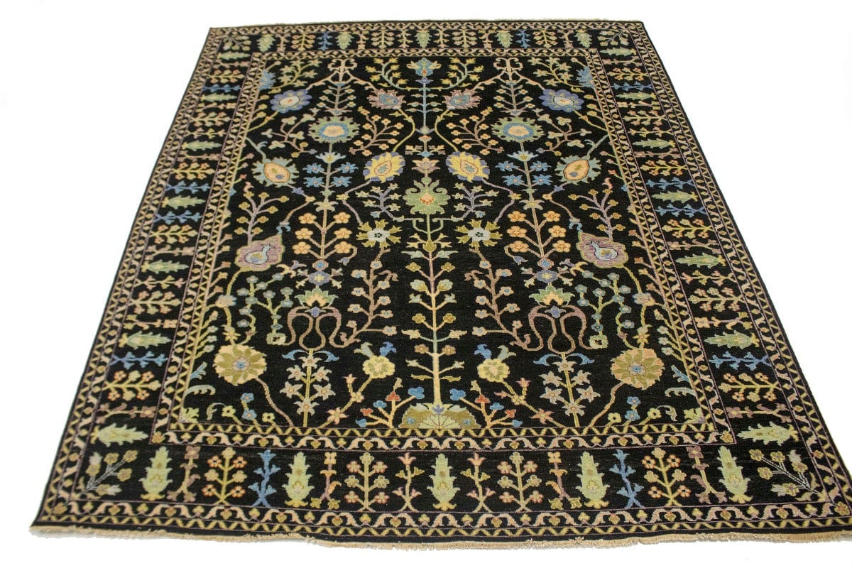 Black Floral 8X10 Osh Chobi Oriental Rug