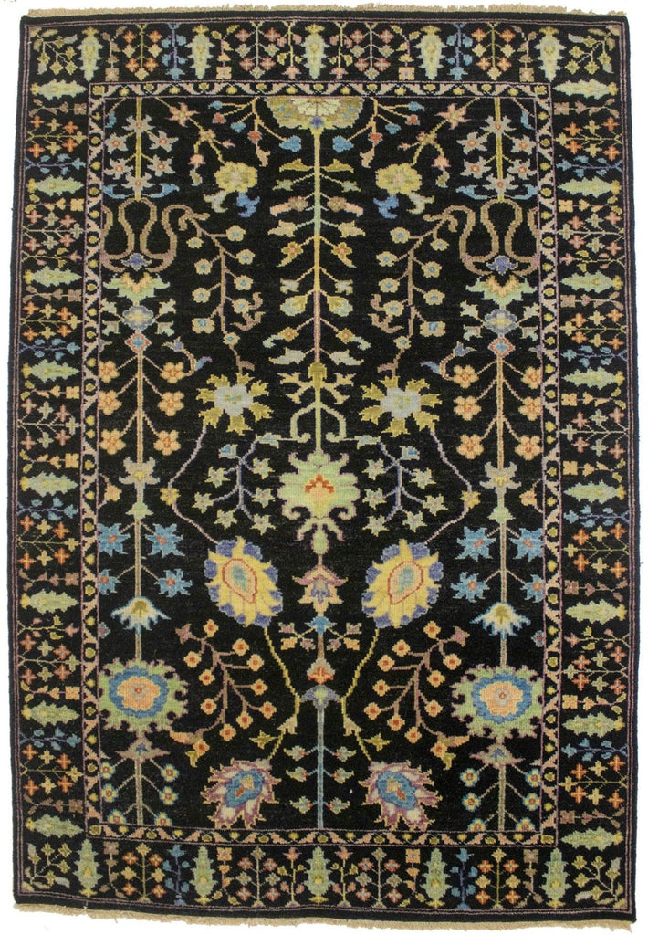 Black Floral 4X6 Osh Chobi Oriental Rug