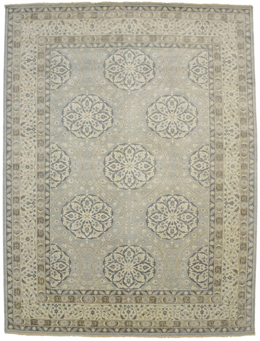 Gray Floral 9X12 Oushak Chobi Oriental Rug