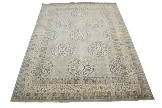 Gray Floral 9X12 Oushak Chobi Oriental Rug