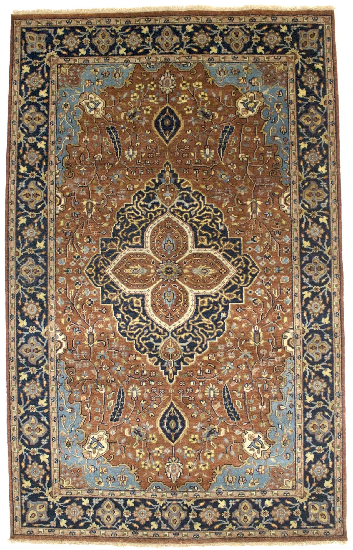 Rust Floral Sarouk 5X8 Goravan Heriz Oriental Rug