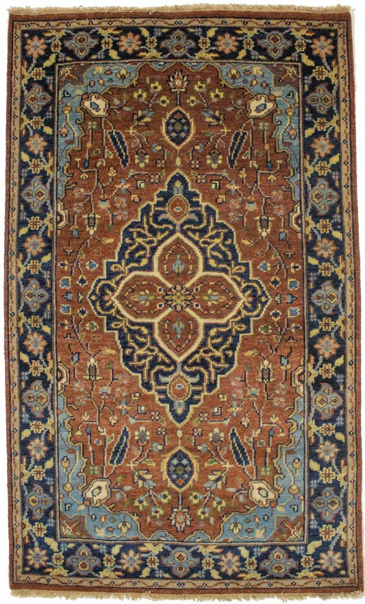 Rust Floral Sarouk 3X5 Goravan Heriz Oriental Rug