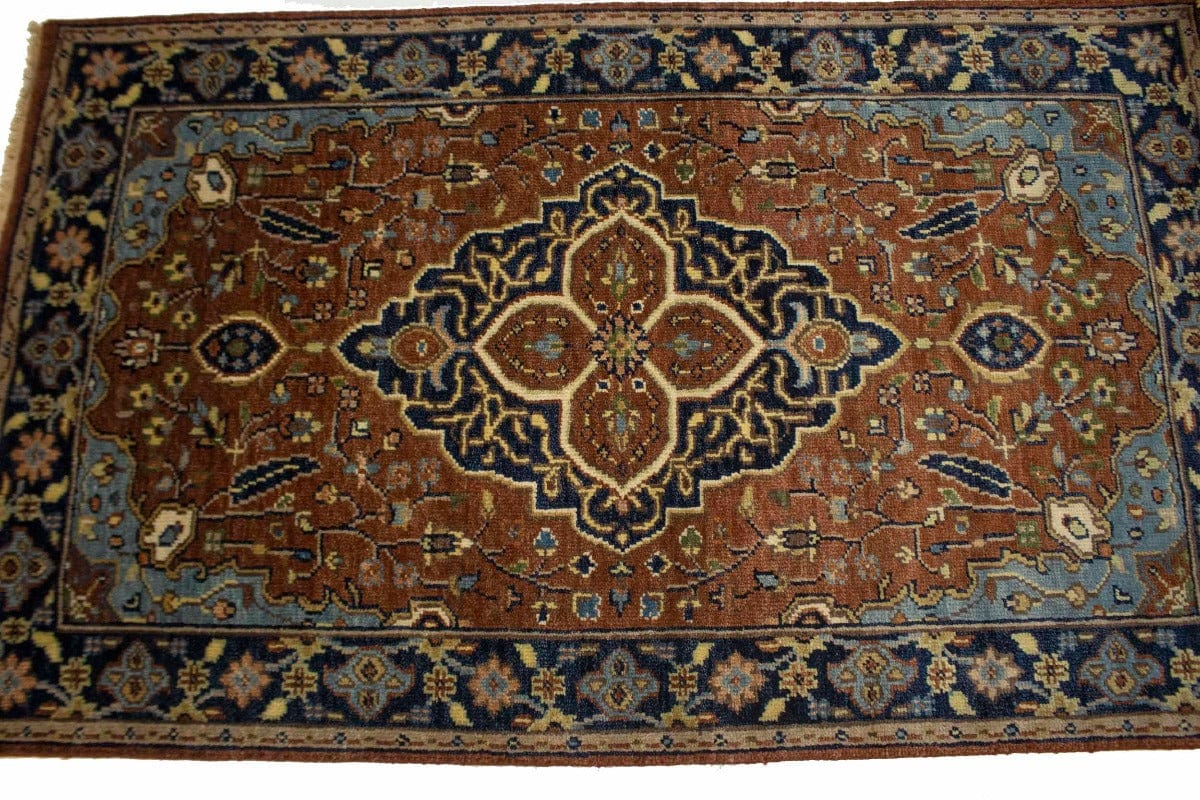 Rust Floral Sarouk 3X5 Goravan Heriz Oriental Rug