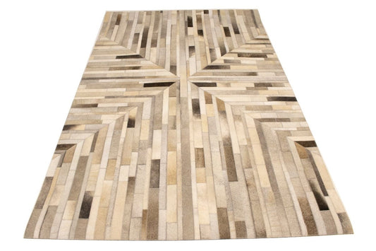 Gray Cowhide 5X8 Modern Leather Rug