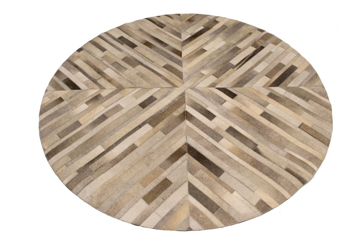 Gray Cowhide 6X6 Modern Leather Round Rug