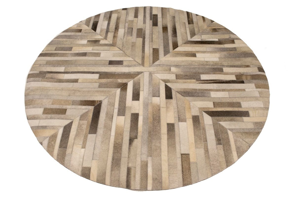 Gray Cowhide 6X6 Modern Leather Round Rug