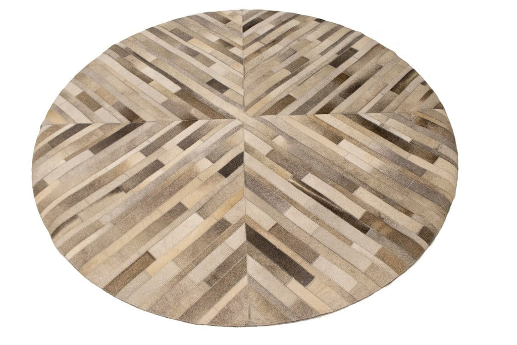 Gray Cowhide 6X6 Modern Leather Round Rug