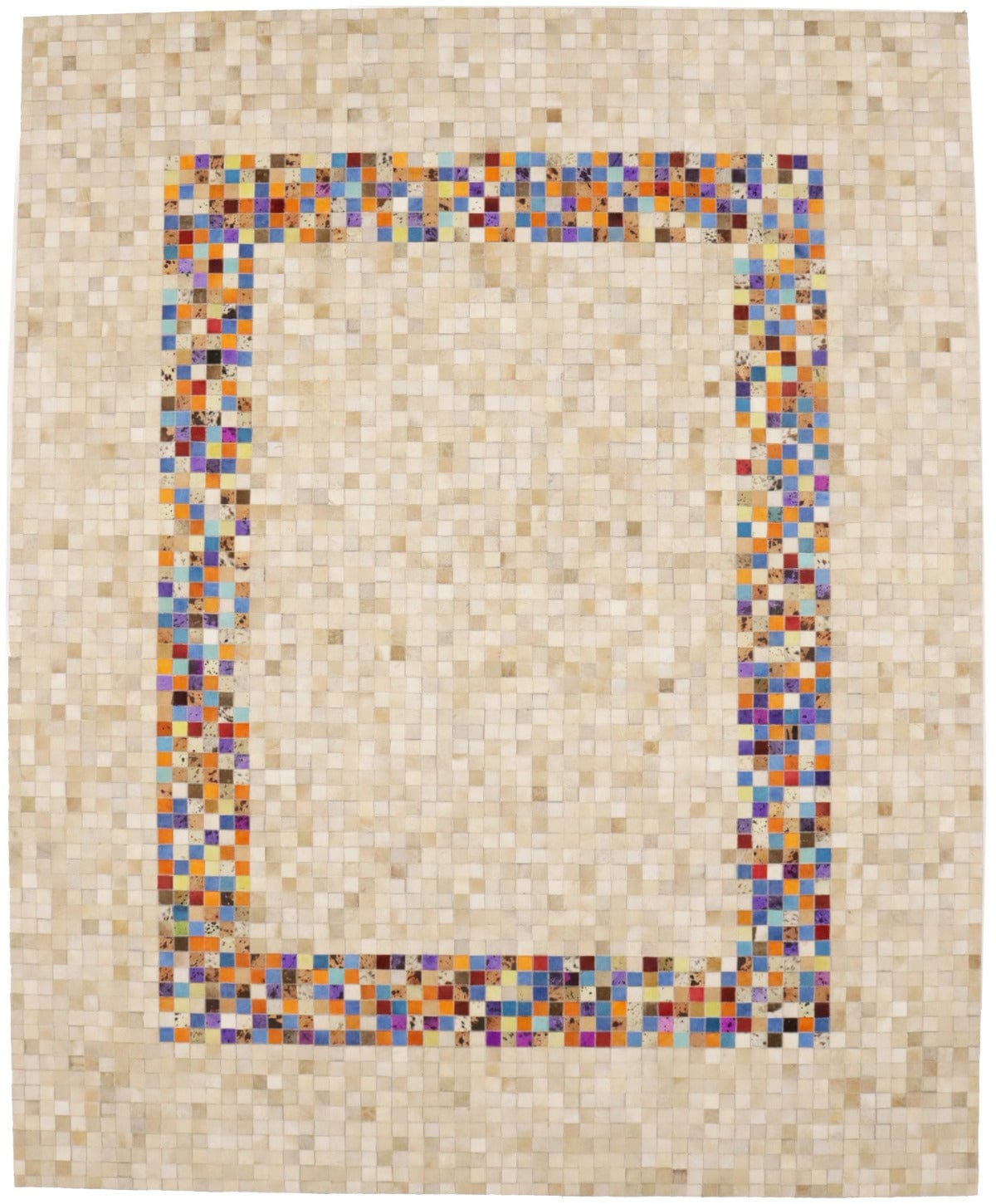 Multicolored Cowhide 8X10 Modern Leather Rug