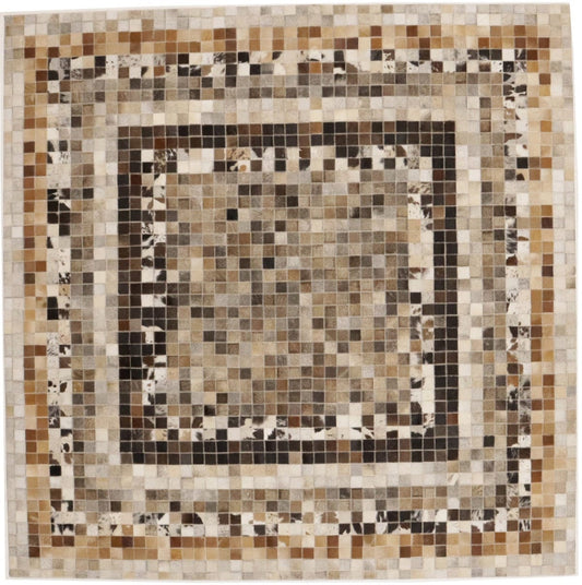 Multicolored Cowhide 6X6 Modern Leather Square Rug