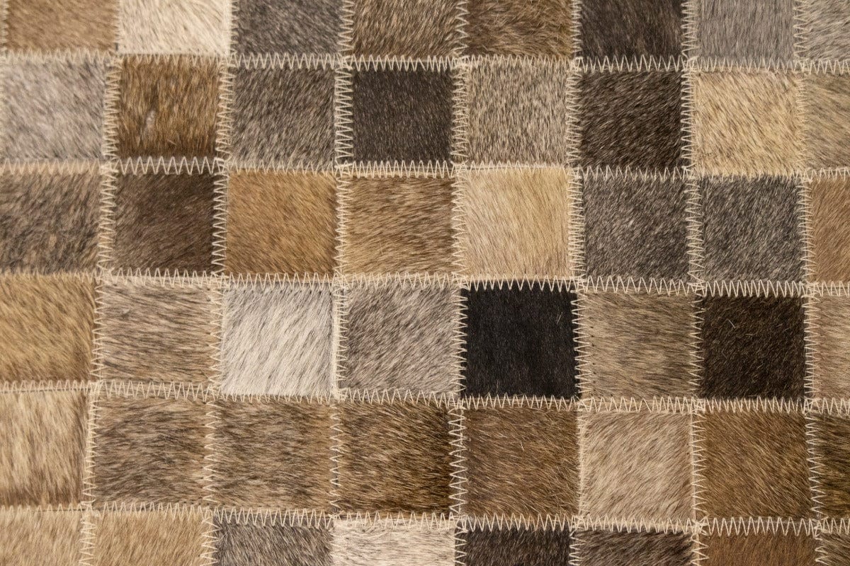 Multicolored Cowhide 6X6 Modern Leather Square Rug