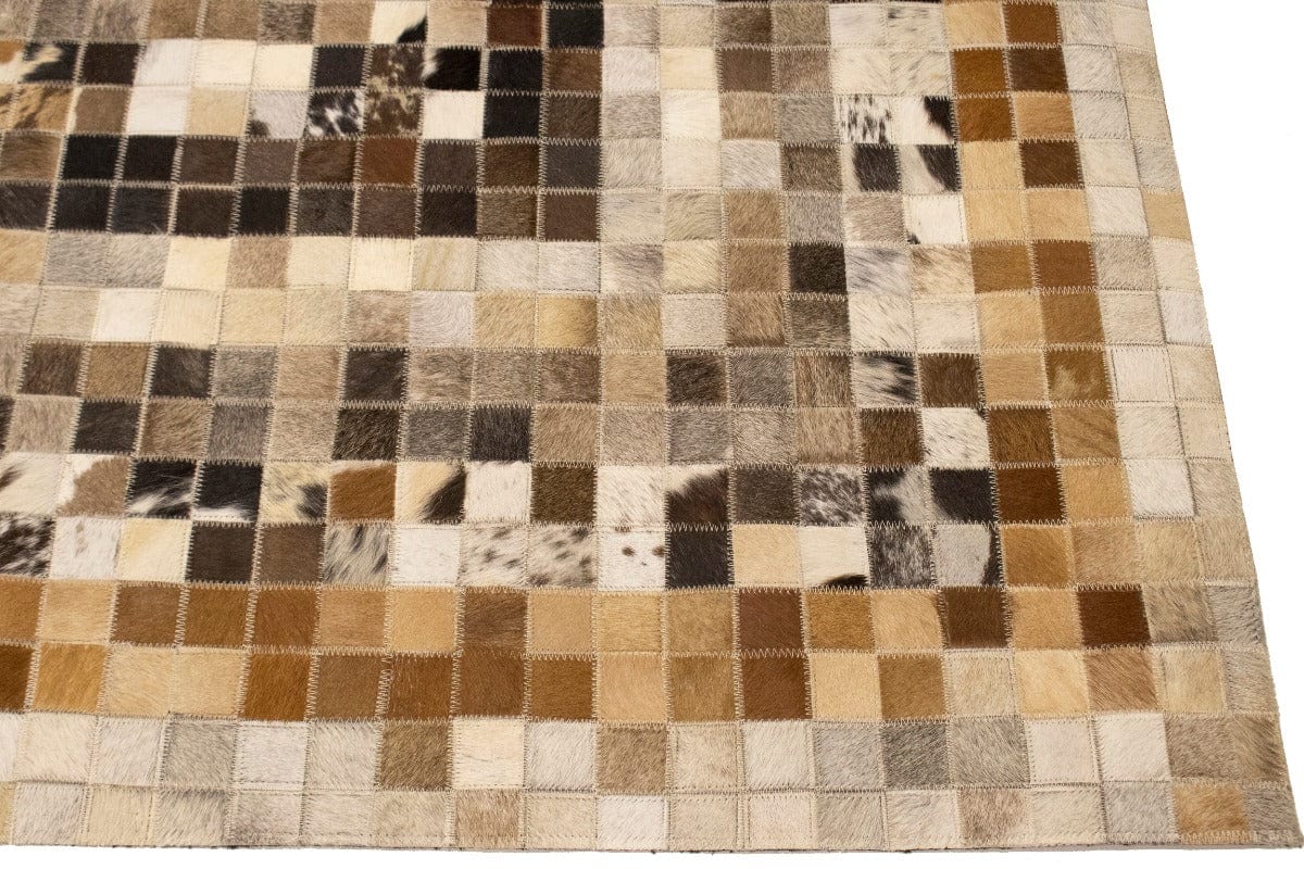 Multicolored Cowhide 6X6 Modern Leather Square Rug