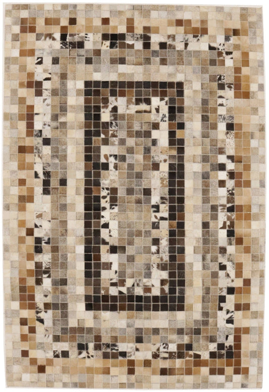 Multicolored Cowhide 4X6 Modern Leather Rug