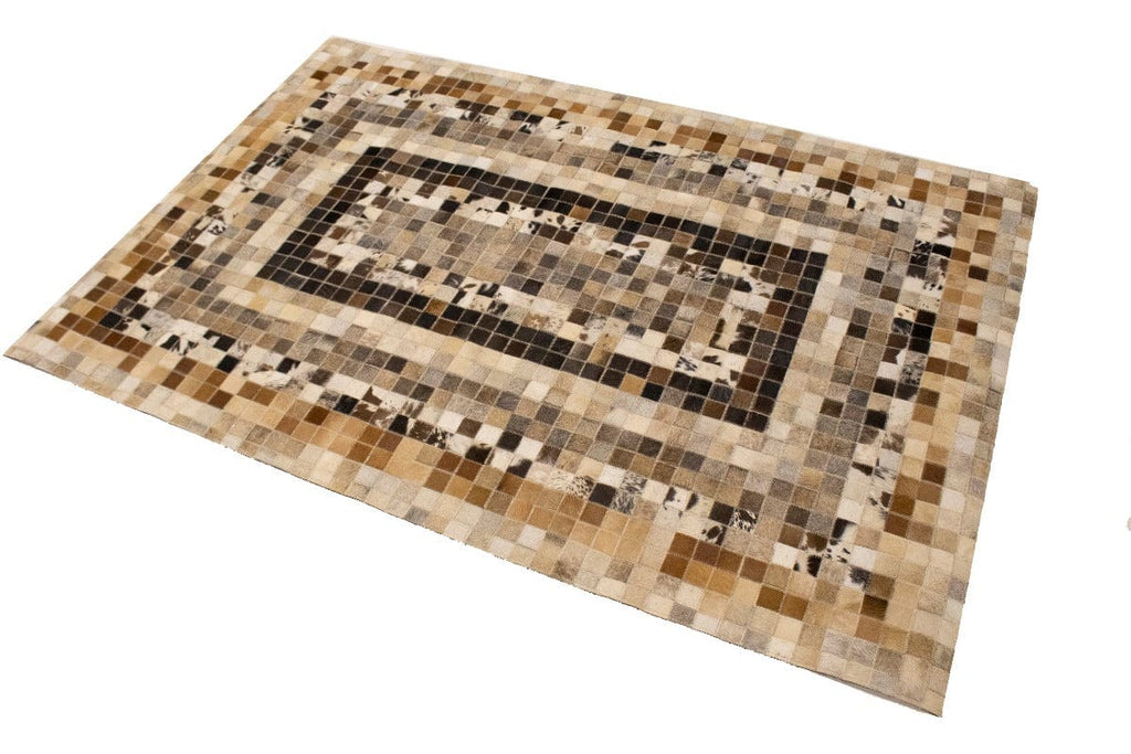 Multicolored Cowhide 4X6 Modern Leather Rug