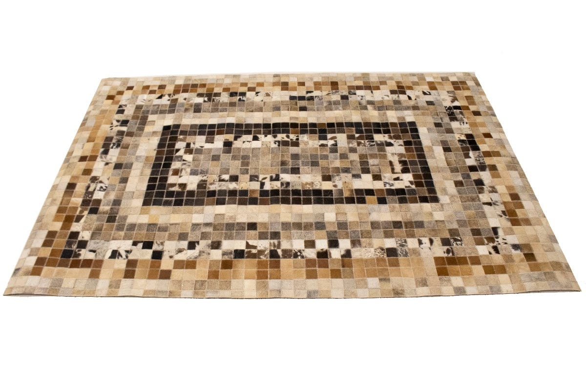 Multicolored Cowhide 4X6 Modern Leather Rug