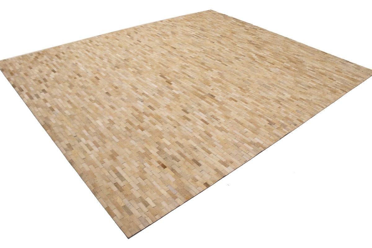 Beige Cream Cowhide 8X10 Modern Leather Rug